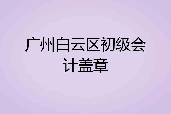 广州白云区初级会计盖章