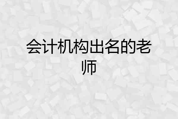 会计机构出名的老师