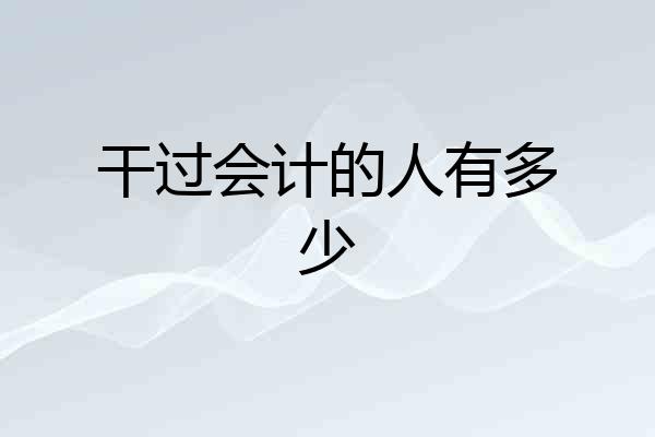 干过会计的人有多少