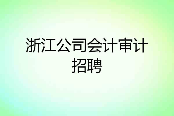 浙江公司会计审计招聘