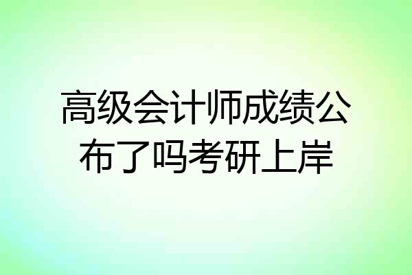 高级会计师成绩公布了吗考研上岸