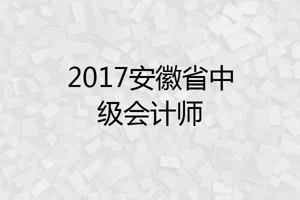 2017安徽省中级会计师