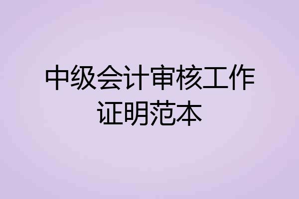 中级会计审核工作证明范本