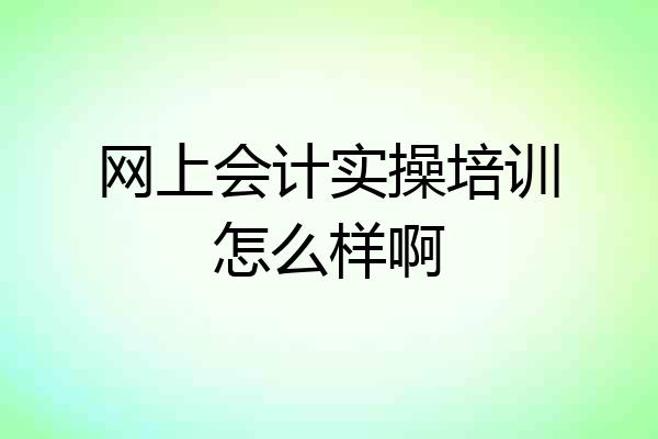 网上会计实操培训怎么样啊