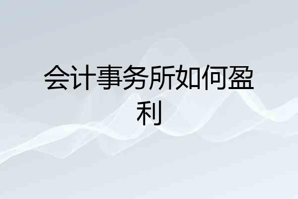 会计事务所如何盈利