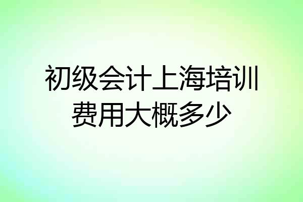 初级会计上海培训费用大概多少