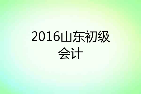 2016山东初级会计