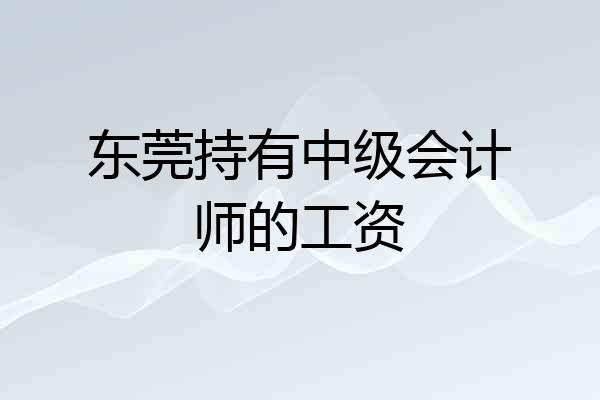 东莞持有中级会计师的工资