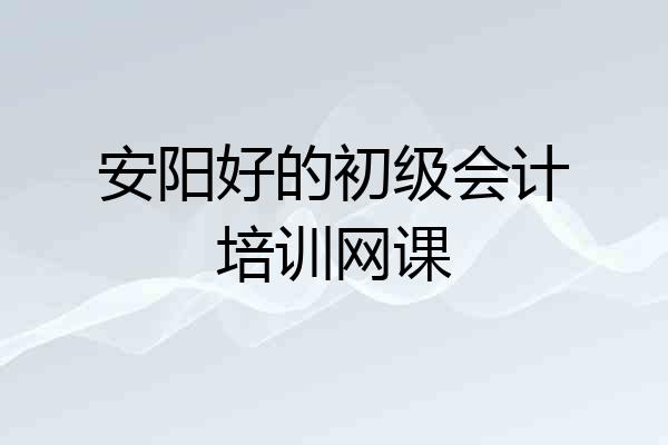 安阳好的初级会计培训网课