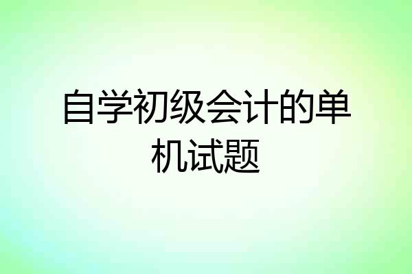自学初级会计的单机试题