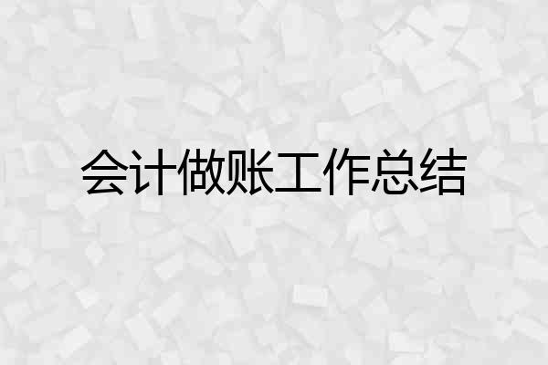 会计做账工作总结