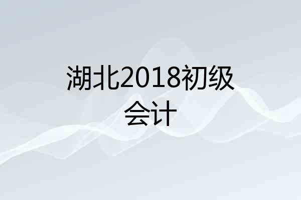 湖北2018初级会计