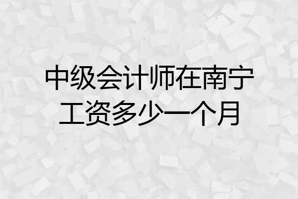 中级会计师在南宁工资多少一个月
