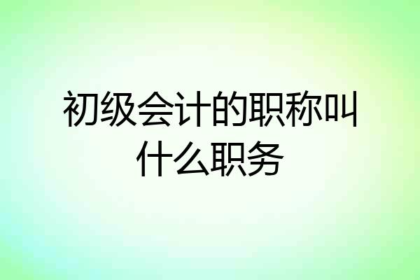 初级会计的职称叫什么职务