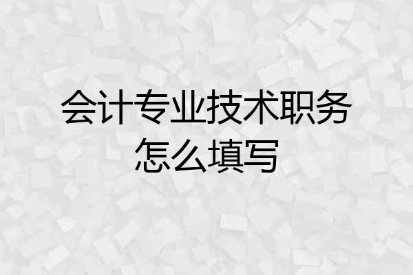会计专业技术职务怎么填写