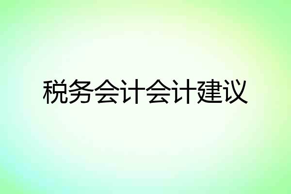 税务会计会计建议
