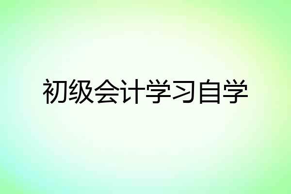 初级会计学习自学