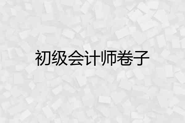 初级会计师卷子