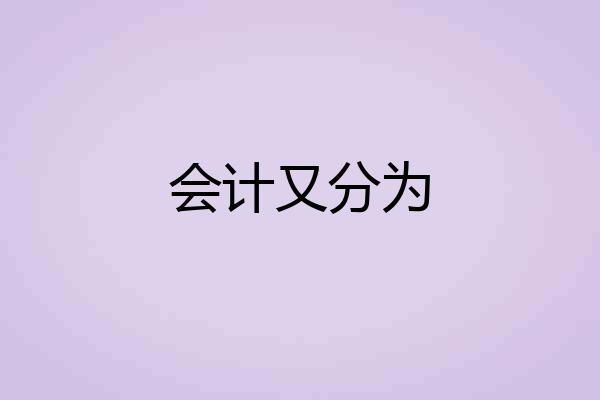 会计又分为