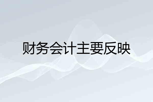 财务会计主要反映