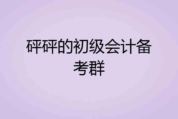 砰砰的初级会计备考群