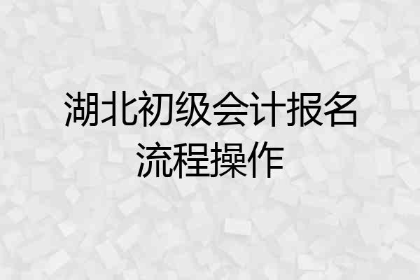 湖北初级会计报名流程操作