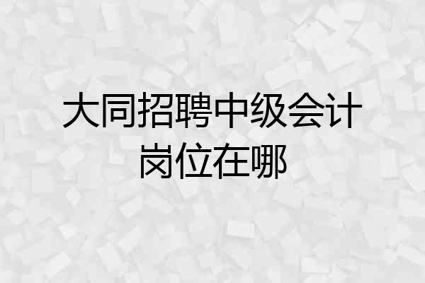 大同招聘中级会计岗位在哪