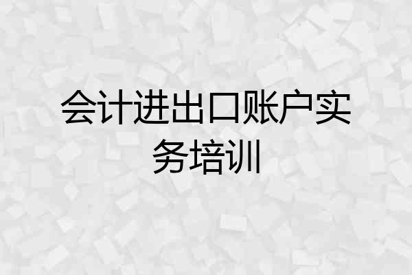 会计进出口账户实务培训