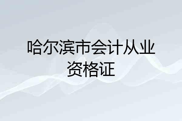 哈尔滨市会计从业资格证