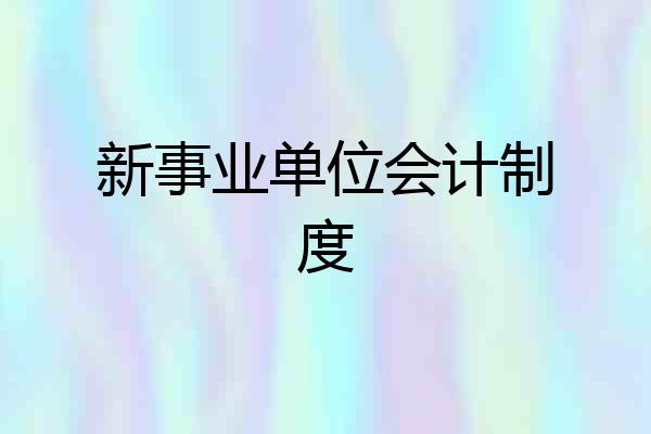 新事业单位会计制度