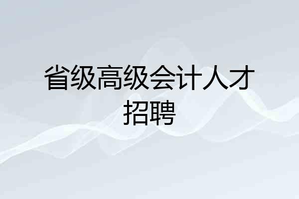 省级高级会计人才招聘