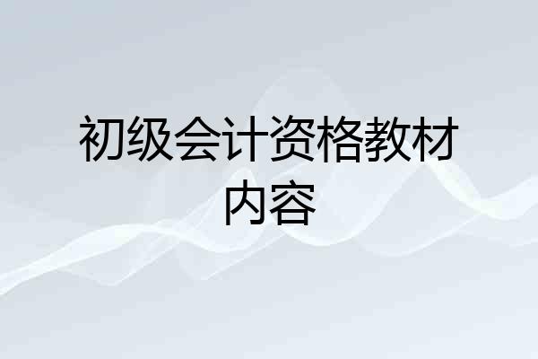 初级会计资格教材内容