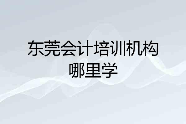 东莞会计培训机构哪里学