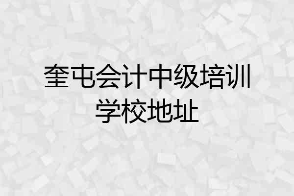 奎屯会计中级培训学校地址