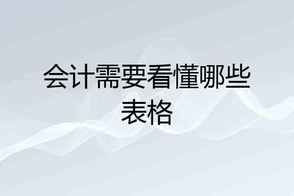 会计需要看懂哪些表格