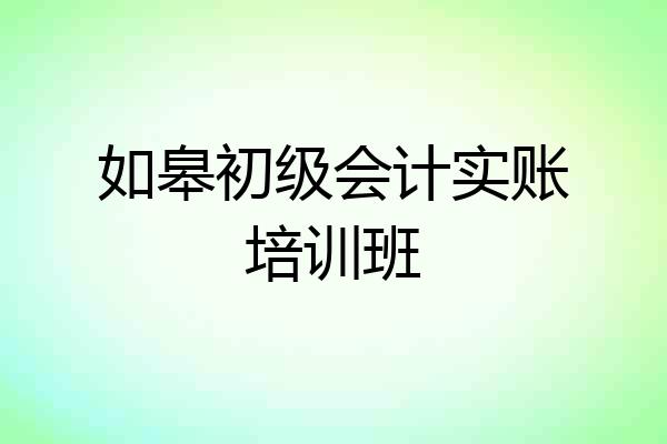 如皋初级会计实账培训班