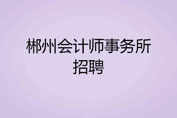 郴州会计师事务所招聘
