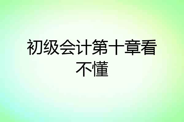 初级会计第十章看不懂