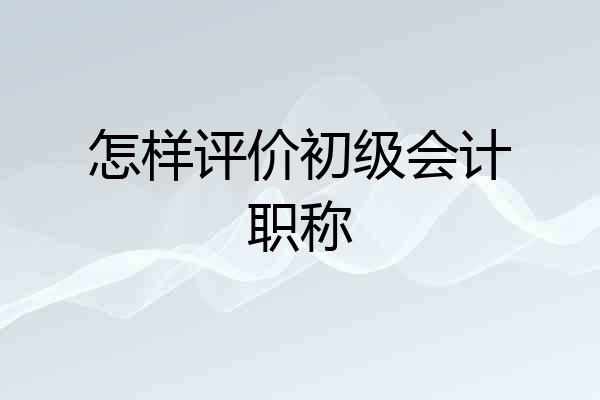 怎样评价初级会计职称