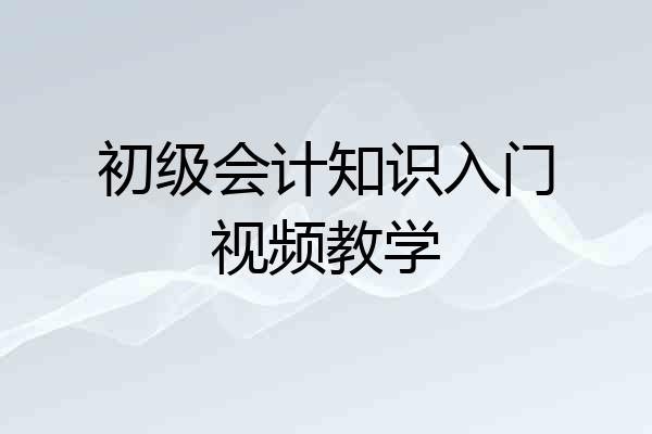 初级会计知识入门视频教学