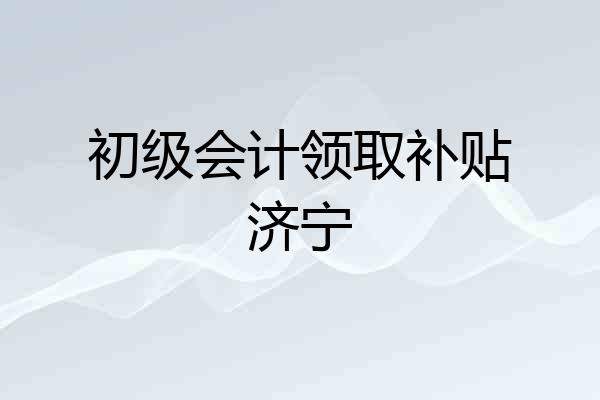 初级会计领取补贴济宁