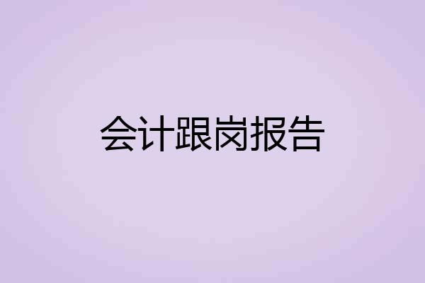 会计跟岗报告