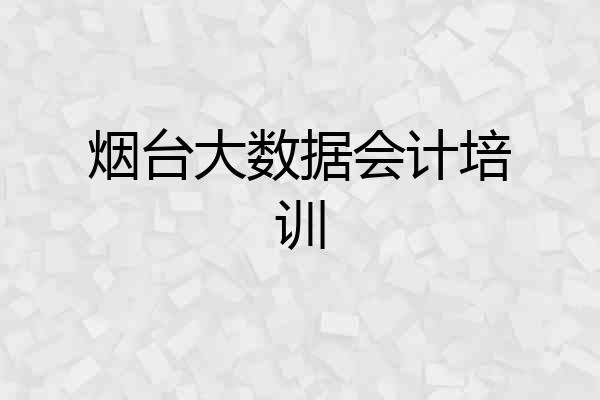 烟台大数据会计培训