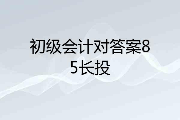 初级会计对答案85长投