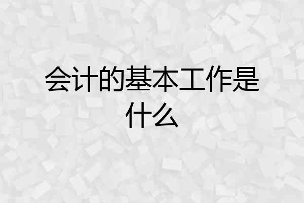 会计的基本工作是什么