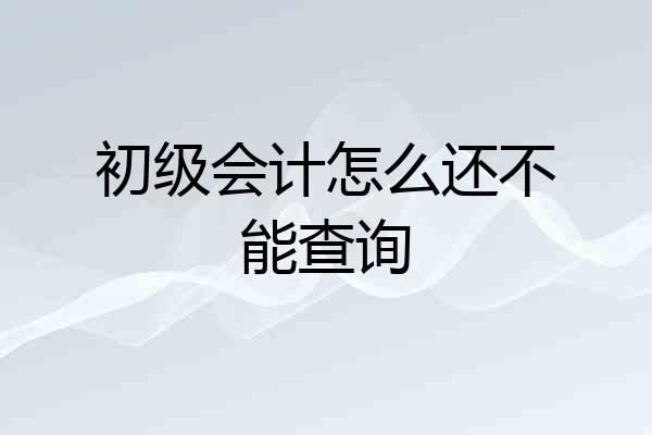 初级会计怎么还不能查询
