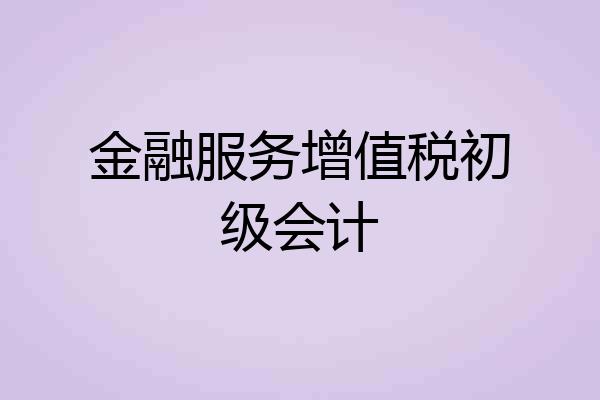 金融服务增值税初级会计