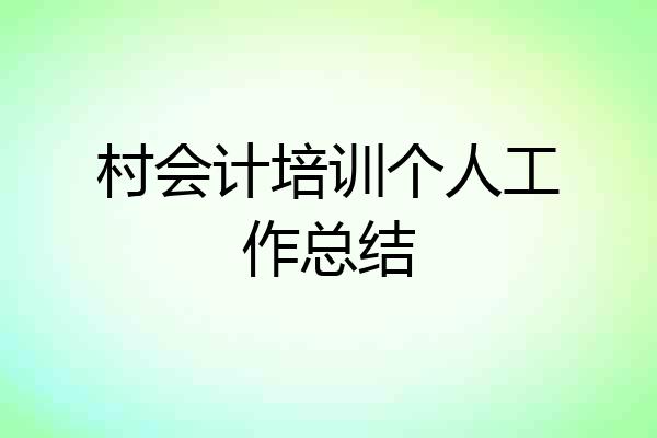 村会计培训个人工作总结