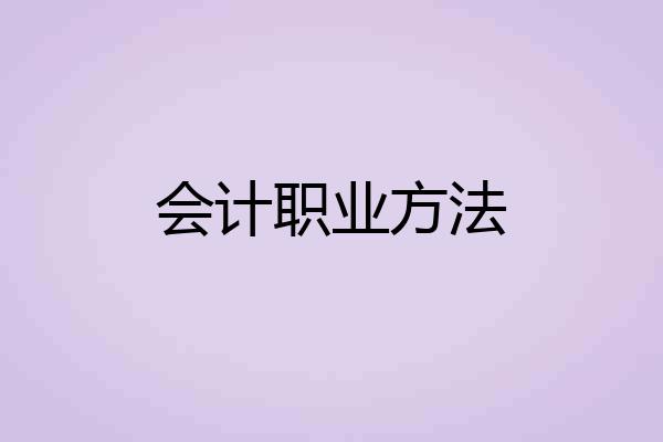 会计职业方法