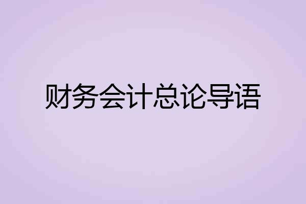 财务会计总论导语